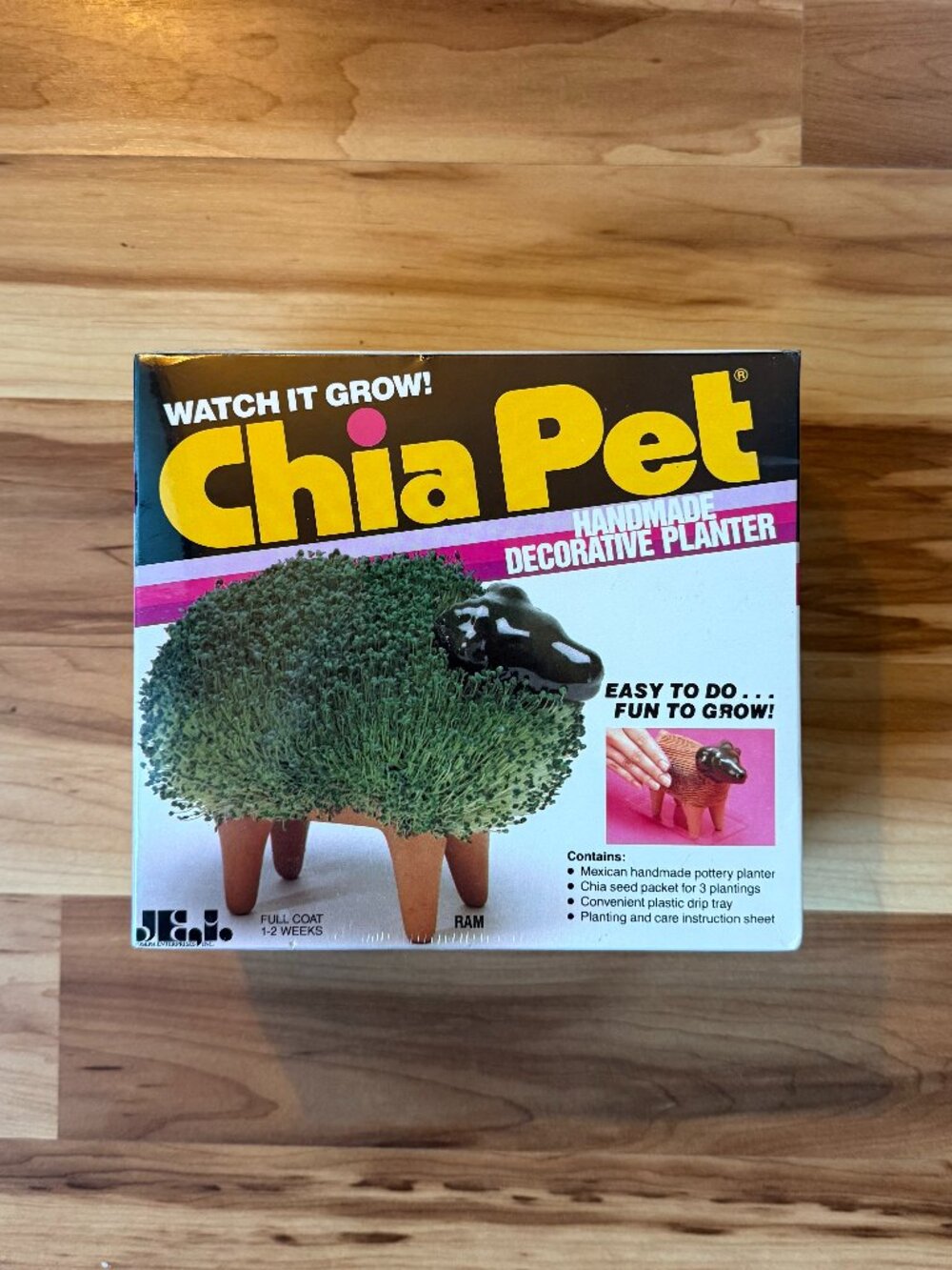 RARE SEALED Vintage 1990 Chia Pet Ram Handmade Decorative Planter Kit New In Box